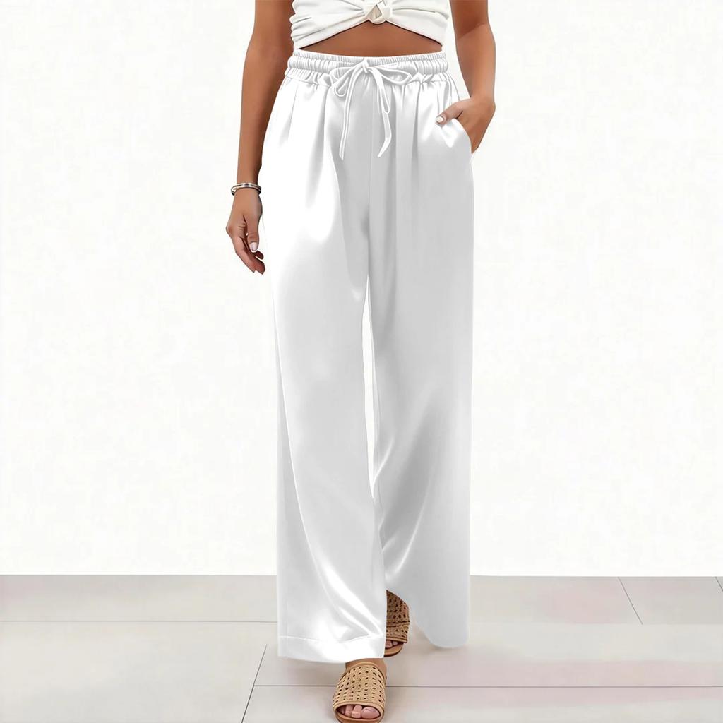 Womens Palazzo Pants Summer Casual Flowy Wide Leg Trousers Beach Travel Vacation Outfits