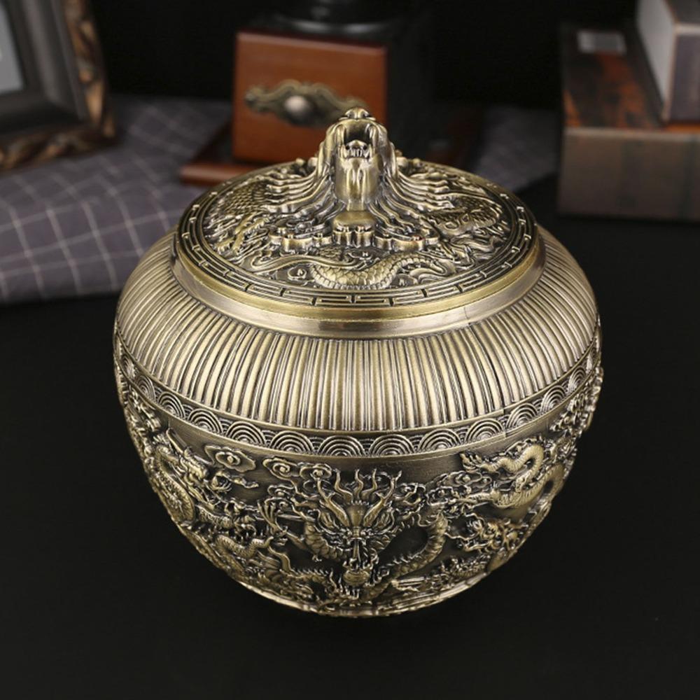 Airtight Lid Loose Tea Storage Container Bronze Metal Tea Canister For Kitchen Cabinet