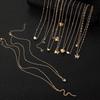 9 Pcs Multi-layered Gold Color Necklace Set for Women Fashion Zircon Heart Butterfly Star Moon Snake Pendant Necklaces Set