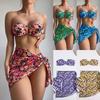 Swimsuit Women's Split Metal U-shaped Bikini Three-piece Printed