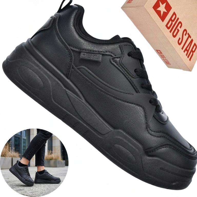 Big Star SS274589 - women's black HI-poly platform sneakers