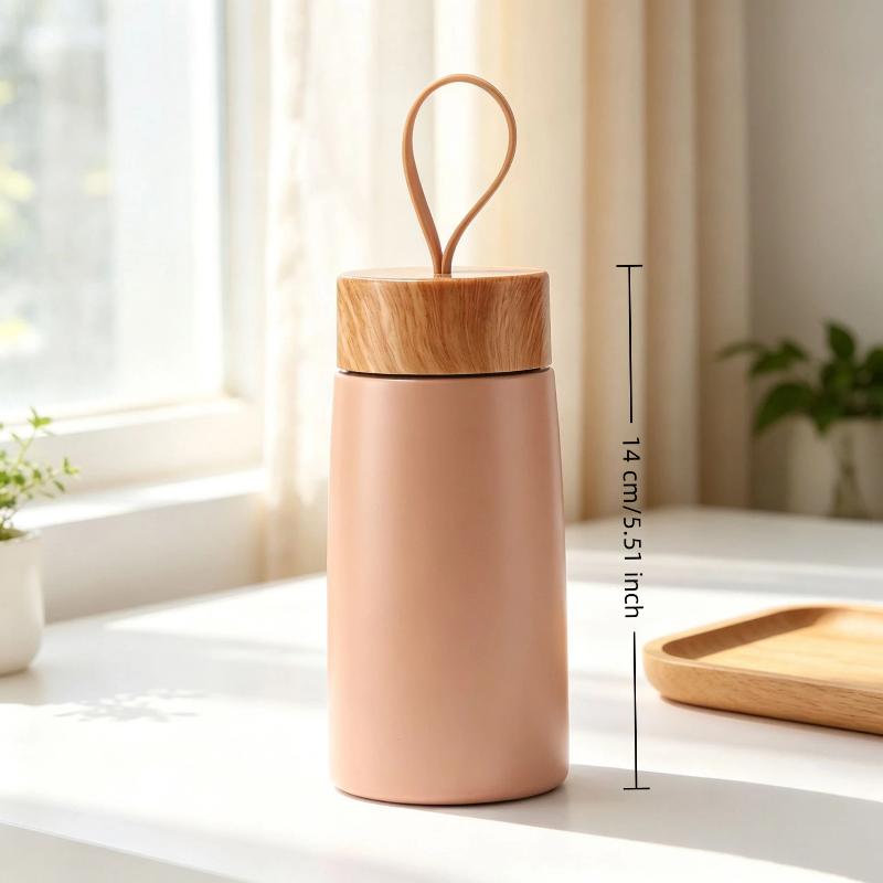 New Style Mini Thermos Cup Creative Wood Grain Cover Portable Vacuum Stainless Steel Water Cup Student High Value Pocket Cup