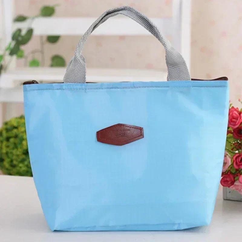 Solid Color Insulated Lunch Bag - Portable Thermal Cooler Bag, Handbag for Camping Picnic Hot & Cold Food Storage