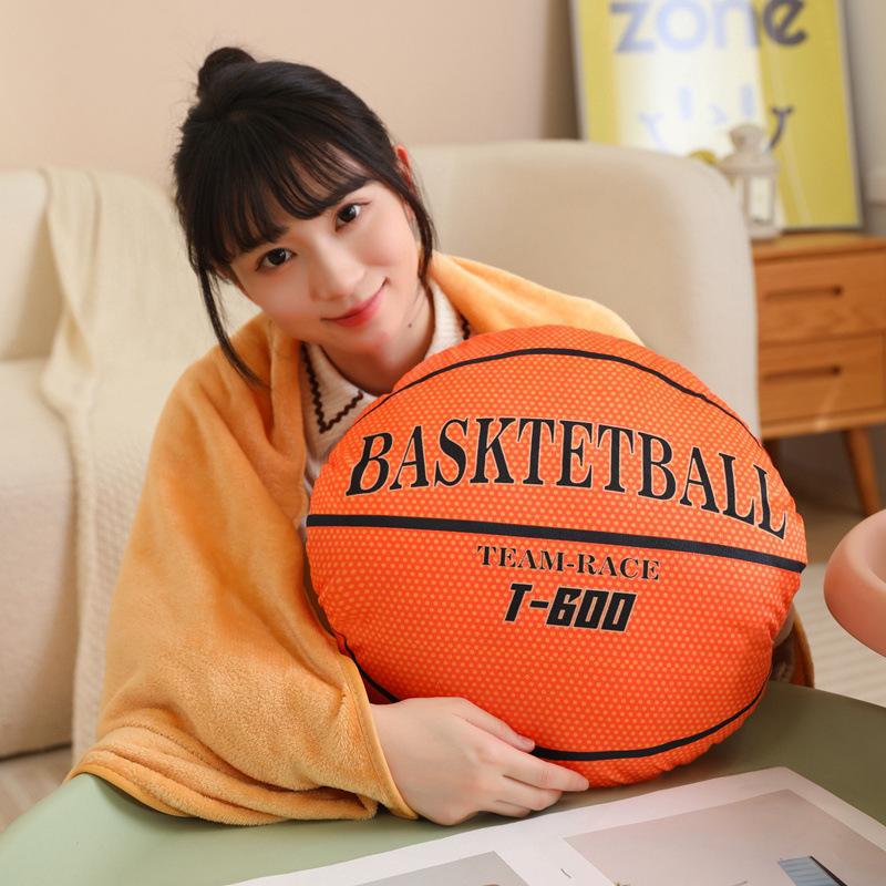 Cartoon Basketball Pillow Blanket Plush Toy Basketball Doll Home Pillow Cushion Girls Office Air Conditioner Blanket