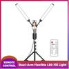 3000K/4000K/6000K 1.6M/63in Flexible 2-Arms LED Bi-color Dimmable Timer Metal Light Stand Photography Fill Light Video Light