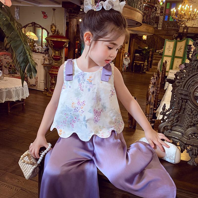 MIMIHELLO Girls  Floral Two-Piece Vacation Set S