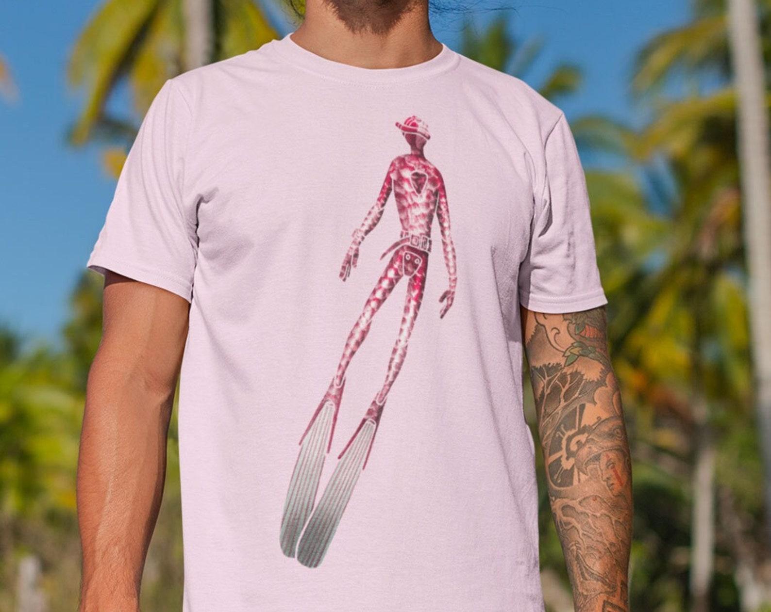 Fish Scale Texture Diving Shirt, Freediving Unisex T-shirt 2XL