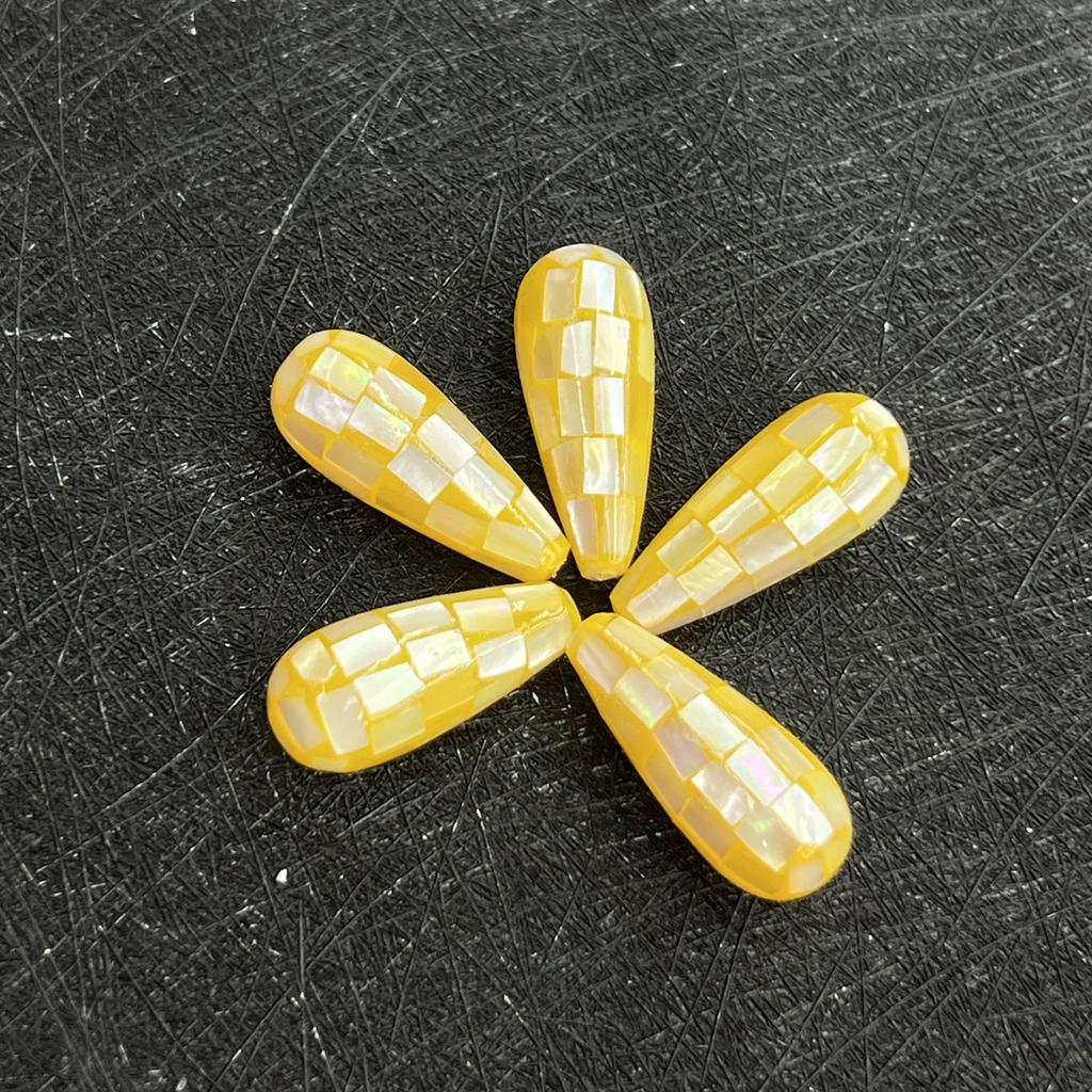 1 st, Fantastiska Gula Mosaikliknande Korallpärlor med Hål - DIY Smyckespärlor Lätta att Trä på Armband/Halsband Sommar Pysselmaterial Gåva