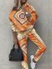 1116 New Women's Clothing European and American Spring and Autumn Floral Printing Casual Long-sleeved Sports Suit