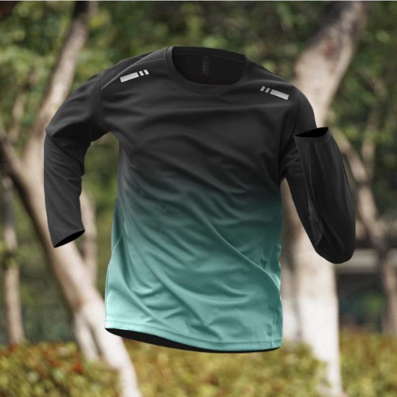 Mesh Quick-drying Long-sleeved Men's Running Training Sports Top Men's Mountaineering Fitness T-shirt Backing Morning Running T-shirt