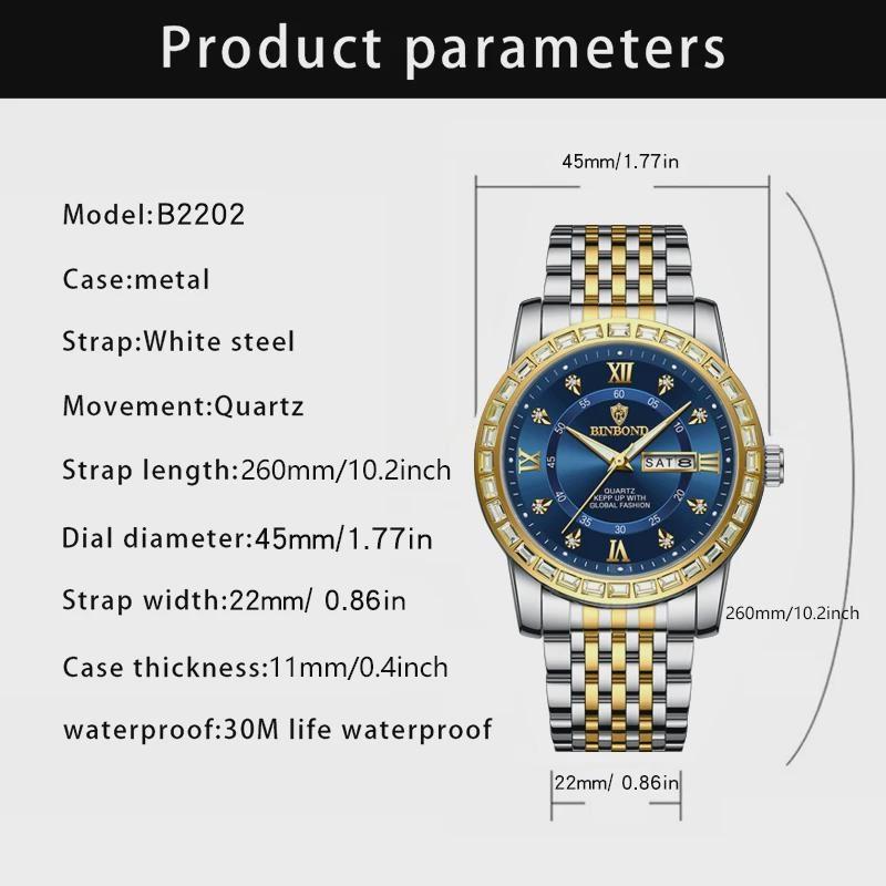 Fashion Quartz Wristwatches Gold Clock Men Luxury Watch Casual Business Analog Watches Relogio Masculino