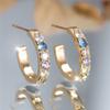 Cute Female Small Rainbow Round Zircon Stone Wedding Jewelry Vintage Gold Color Stud Earrings For Women