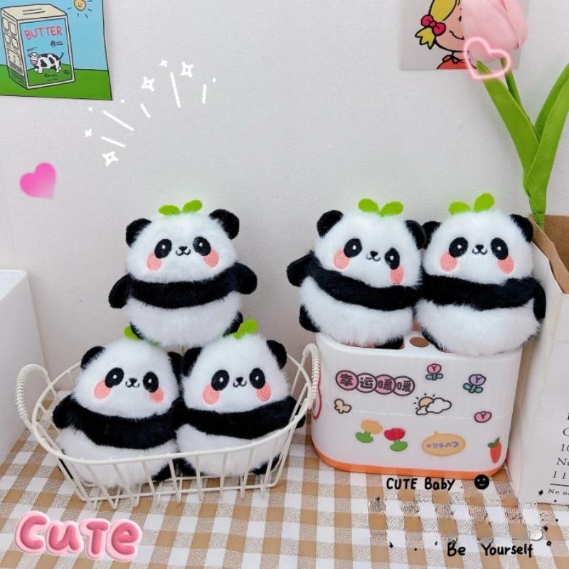 Cute 11cm Panda Plush Plaything Compact Pendant Stuffed Animals Soft Doll Fluffy Bag Pendants children Birthday Present Keychain