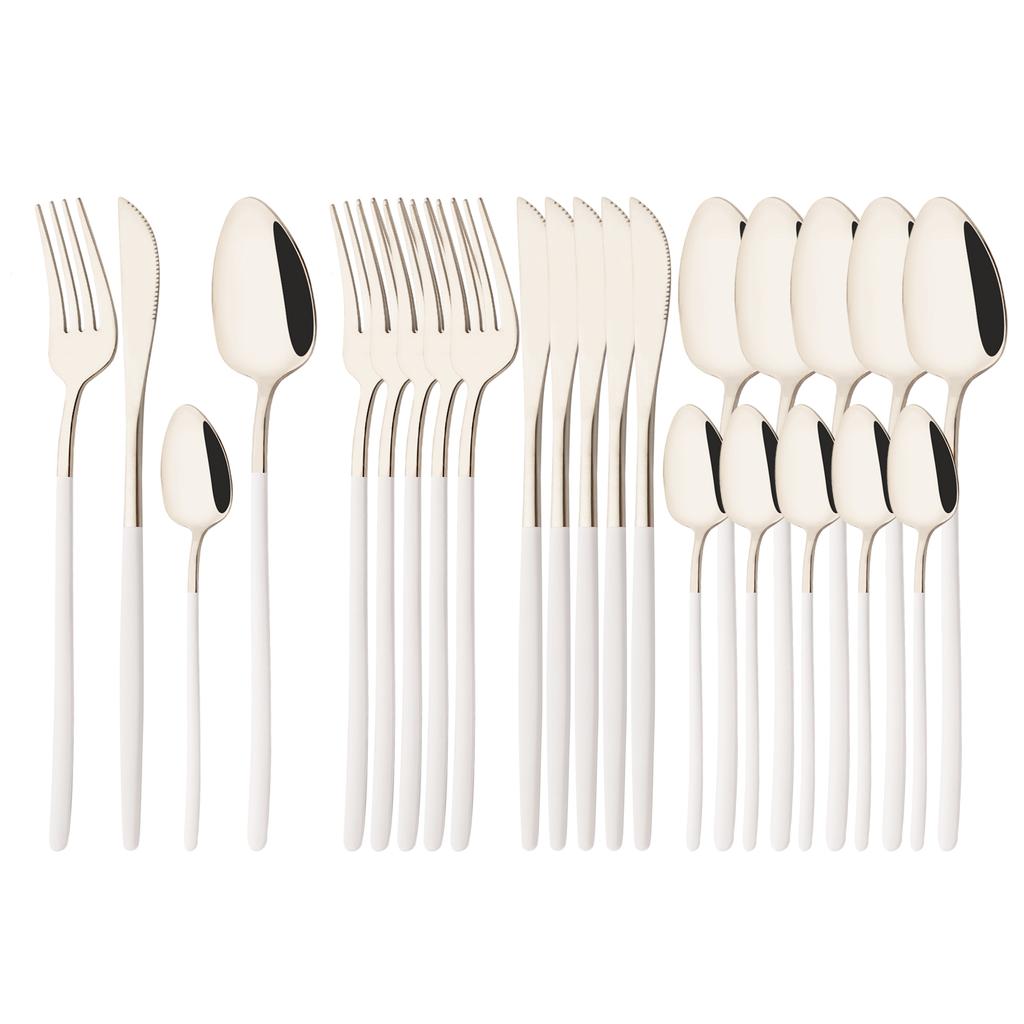 Rainbow 18/10 Stainless Steel Dinnerware Set Kitchen Flatware Tableware Sets Knife Fork Spoon Tea Spoon Cutlery Set Service for 6