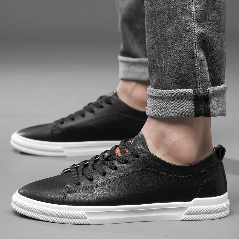 Mode Äkta Läder Herr Casual Skor Nya Hög Kvalitet Utomhus Lätta Bekväma Allround Herr Sneakers Zapatillas Hombre Heta