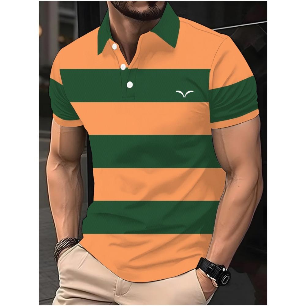 Casual Sports Printed Button Summer T-shirt Breathable Men s Clothing Top S