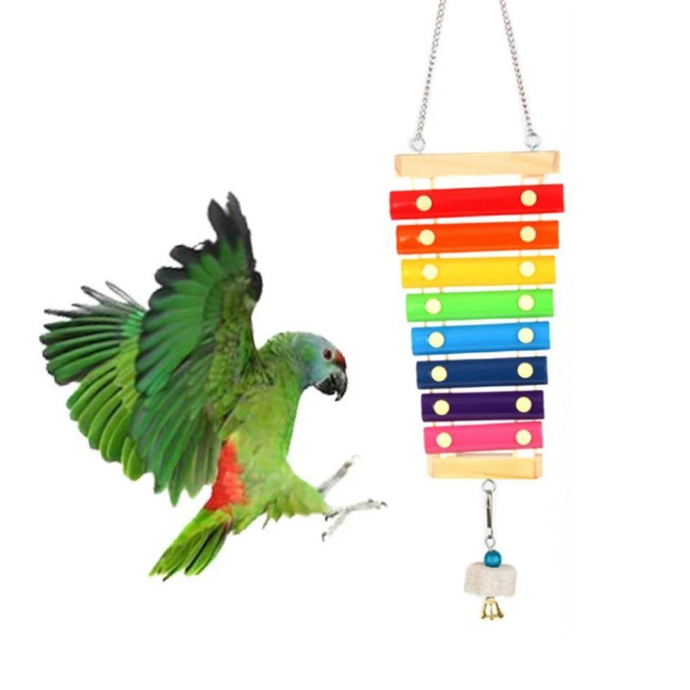 

Wood Bird Chicken Xylophone Toy Colorful Hanging Biting Toys For Macaw Hens Parakeet Budgies random color