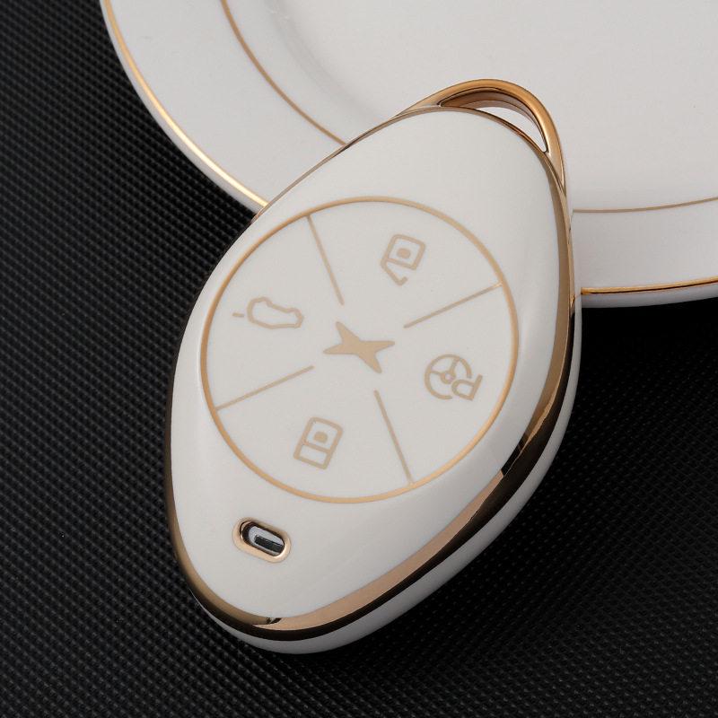 Gold-Edged Key Shell for Xiaopeng P7 2021 & G3 2020 - Fashionable Unisex Car Key Cover