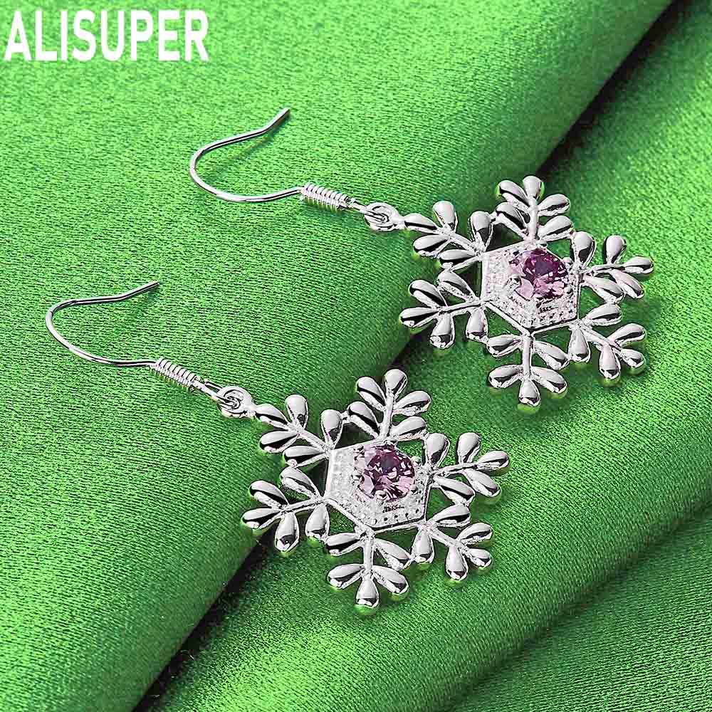 925 Sterling Silver Luxury AAA Zircon Snowflake Earrings - Stylish Evening Jewelry