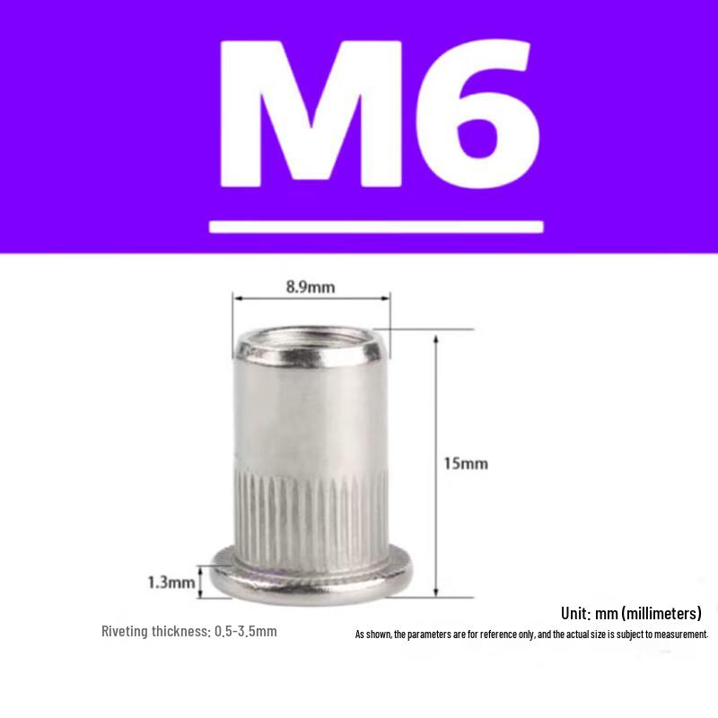 304 Stainless Steel Flat Head Knurled Rivet Nuts