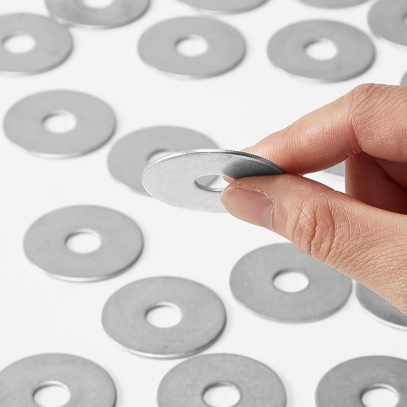 50 Pcs M6 304 Stainless Steel Flat Washers - Galvanized Thickened Metal Spacers for Indoor & Outdoor Use Rustproof 6x20x1.5mm