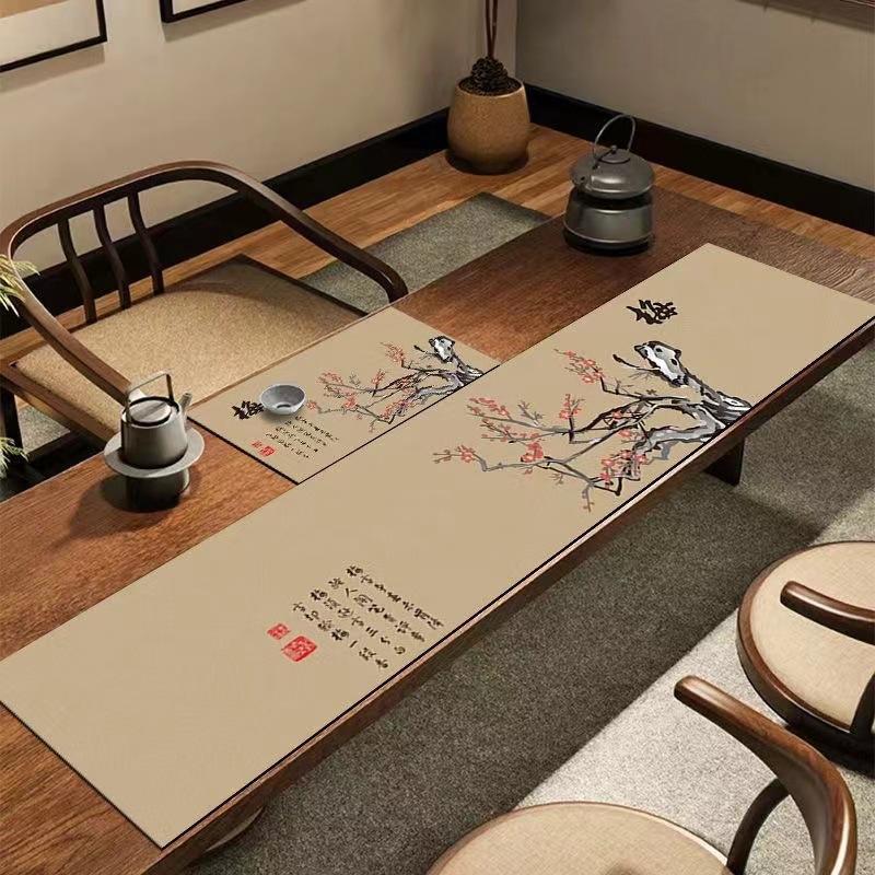 New Chinese-Style Long Coffee Table Tablecloth Absorbent Quick-Drying Tea Table Teacup Pad Kitchen Diatom Mud Drain Pad Diatom Mud