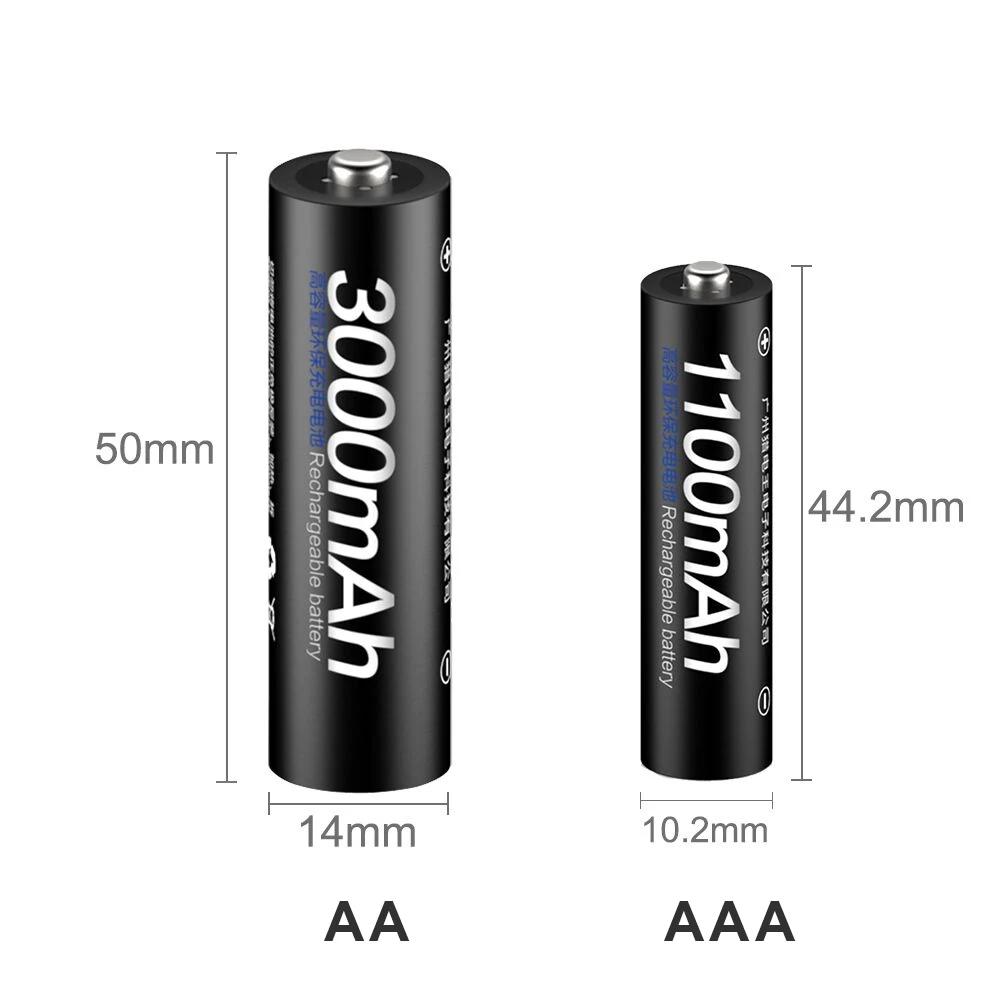 PALO AA 1.2v Rechargeable Batteries + AAA rechargeable battery for toys + 1.2V Battery charger for 1.2V Ni-MH AA AAA battery