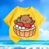 New Capybara Kun Cartoon Kids T-shirt Crew Neck Loose Breathable Sweat-wicking Comfortable Tops