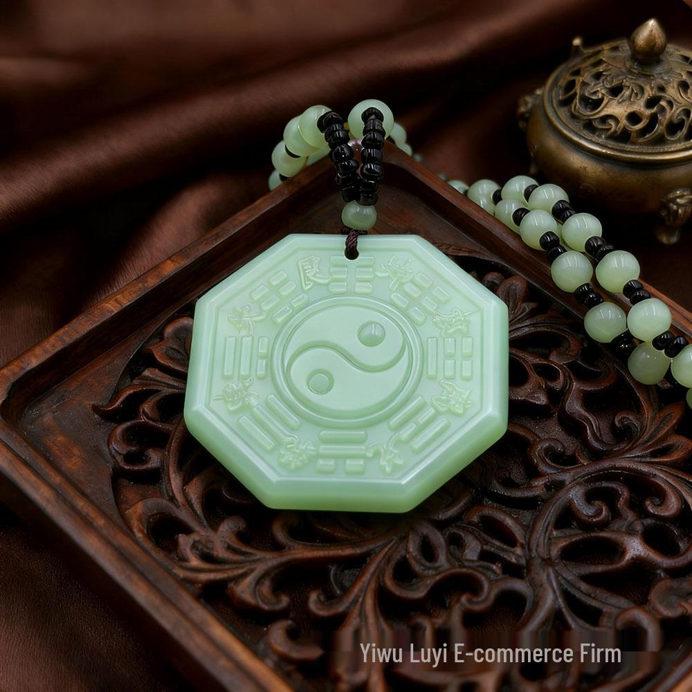 

Versatile Retro Ethnic Style Jade Bagua Pendant Necklace with Coin Purse and Lucky Bag Charm in Multiple Styles