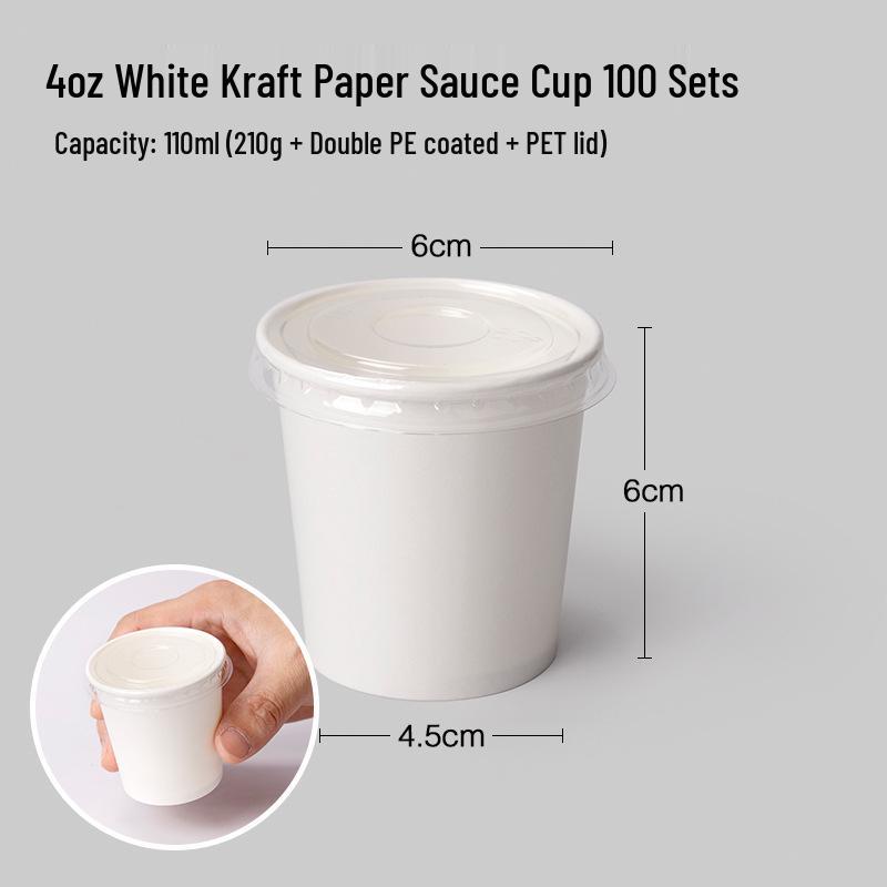 100 Tazzine di Plastica Monouso per Salse con Coperchio - Ideali per Polpa di Frutto della Passione, Salsa Piccante, Salsa di Soia e Condimenti