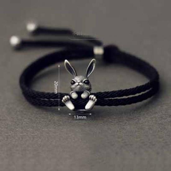 Mistletoe 925 Sterling Silver Adjustable Lovely Rabbit Bracelet