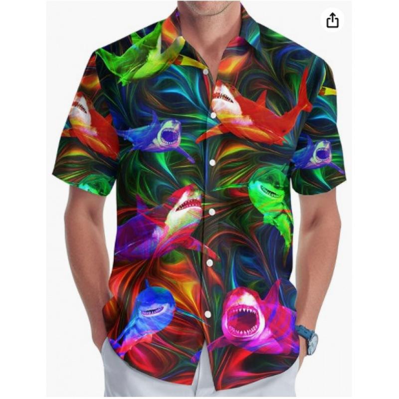 A new large-size men's fashion digital printing short-sleeved shirt in summer from the source manufacturer