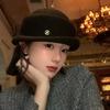 Thousand Gold Wind Advanced Sense Curling Black Top Hat Female Autumn and Winter Show Small Temperament Basin Hat Big Head Circumference Fisherman Hat