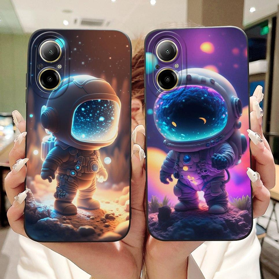 Soft Silicone Back Cover For Realme C67 4G 5G Bumper Shell Cartoon Panda Astronaut Cute Painting Case Coque Realme RMX3890 Etui