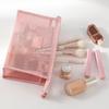 Portable Transparent Mesh Cosmetic Bag Square Storage Toiletry Bag  Camping