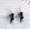 1 Pair of Skeleton Cat Earrings Halloween Ornaments Flat Acrylic Horror Personality Exaggerated Skeleton Earrings