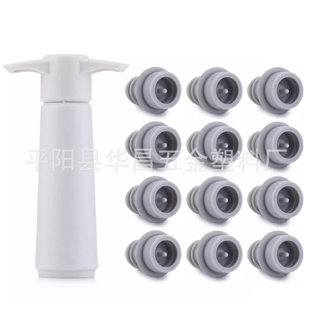 Pompka próżniowa do wina ze stali nierdzewnej i czarnej z korkiem silikonowym