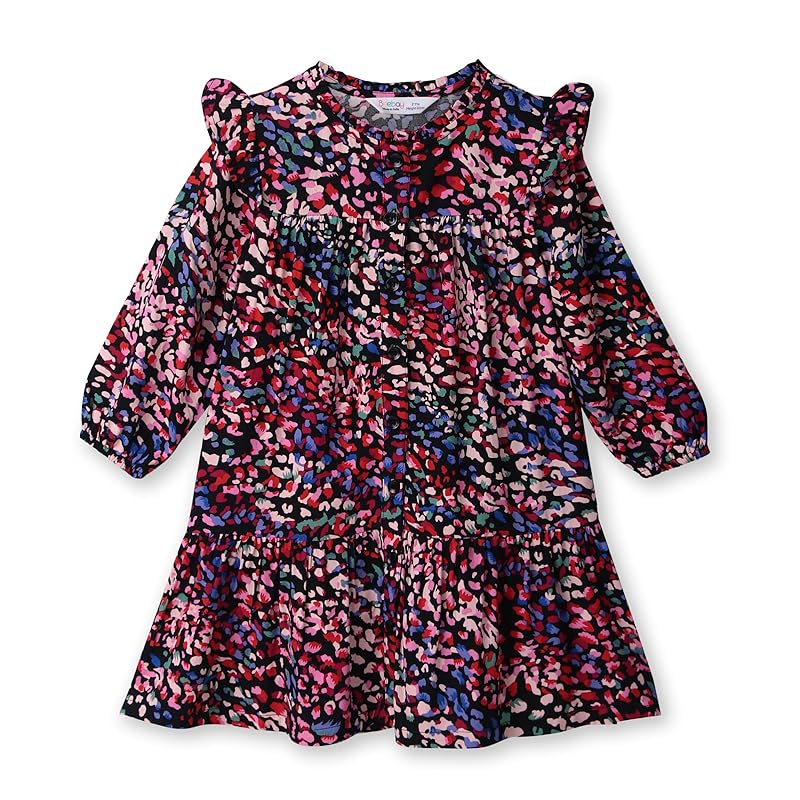 Button -through printed A-line dress BLACK 6 Years чёрный