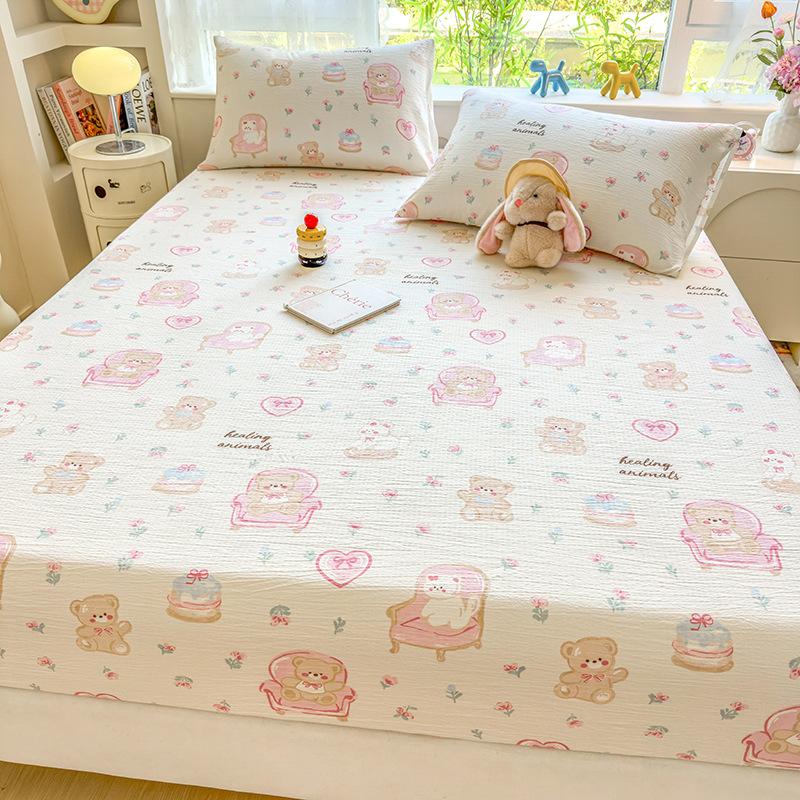 Σεντόνι με λάστιχο Μονό Τεμάχιο Νέο Μαλακό Πλυμένο Βαμβακερό Σεντόνι με Λάστιχο Προστατευτικό Στρώματος Αντιολισθητικό Αναπνέον Σεντόνι Καθολικό για Όλες τις Εποχές