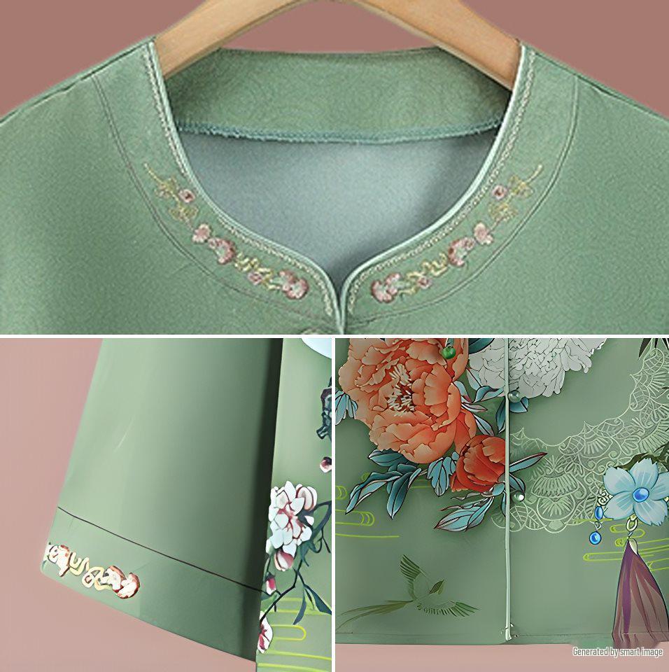 Floral Seven-Sleeve Shirt for Middle-Aged & Elderly Women – Chic Grandma Style, Summer Chinese Top