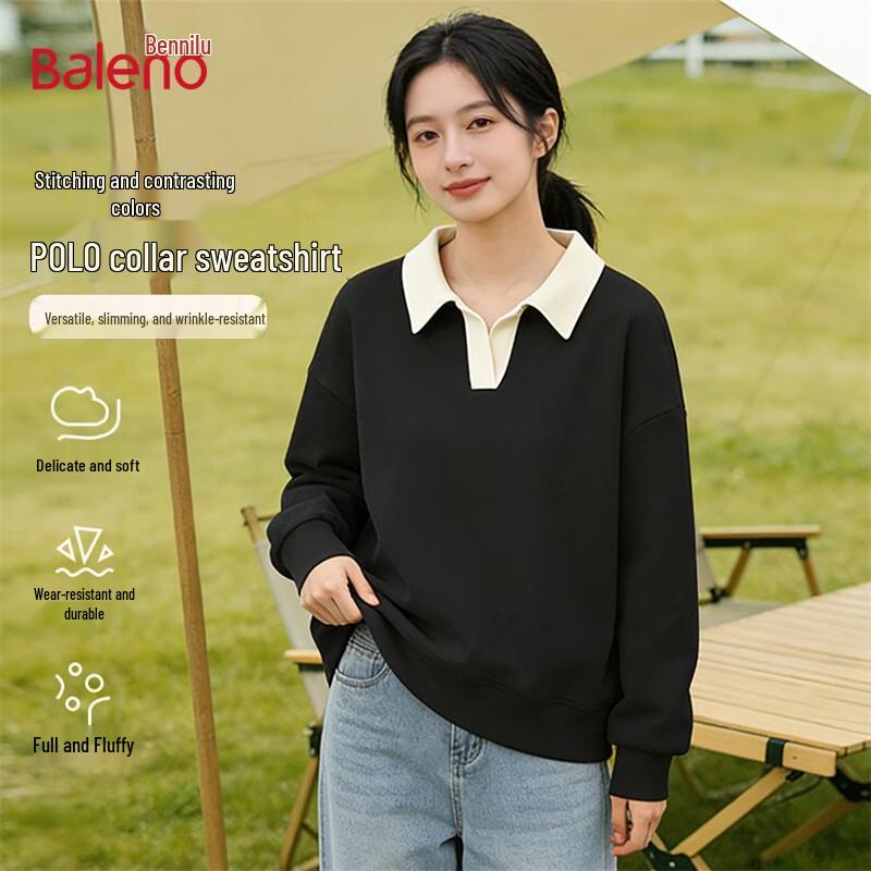 Baleno Women's Colorblock Polo Collar Graphic Sweatshirt