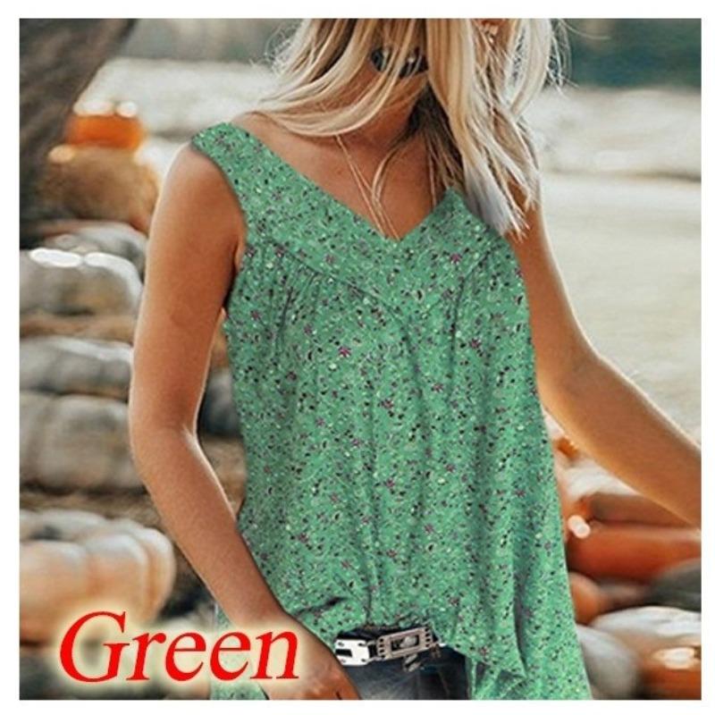 BITCED Women's Fashion Casual Solid Color Print Sleeveless V Neck Blouses & Shirts