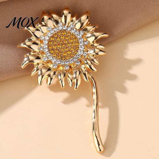 Everyday Wear Brooch Rhinestone Sunflower Pin for Women, Golden Flower Lapel Suit Long-lasting Dress Scarf Hat Bag Decoration, Clothing Accessory Gift