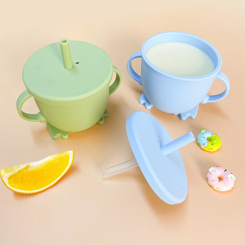 Infants and Children's Snack Cup Anti Drop Portable Silicone Learning and Training Drinking Cup