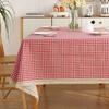 Cotton and Linen Tablecloth Fabric Net Red Girl Heart Plaid Desk Mat Rectangular Small Fresh Coffee Table Mat Table Cloth