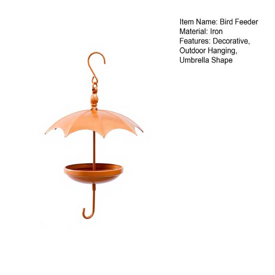 Umbrella-Shaped Bird Feeder Rustic Outdoor Wildbird Feeder with Rain Guard Decorative Hanging Platform Seeds Tray for Courtyard Balcony
