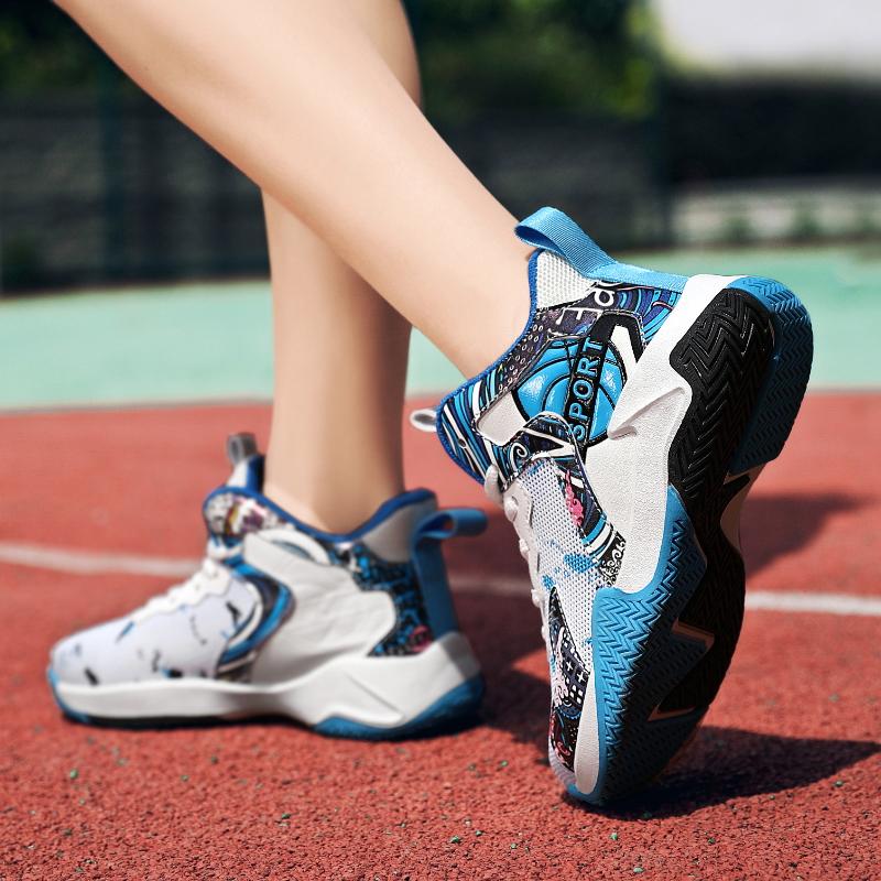 31-40 Tenårings Pluss Størrelse Sklisikker Slitesterk Pustende Mote Høye Basketballsko Fritidssko