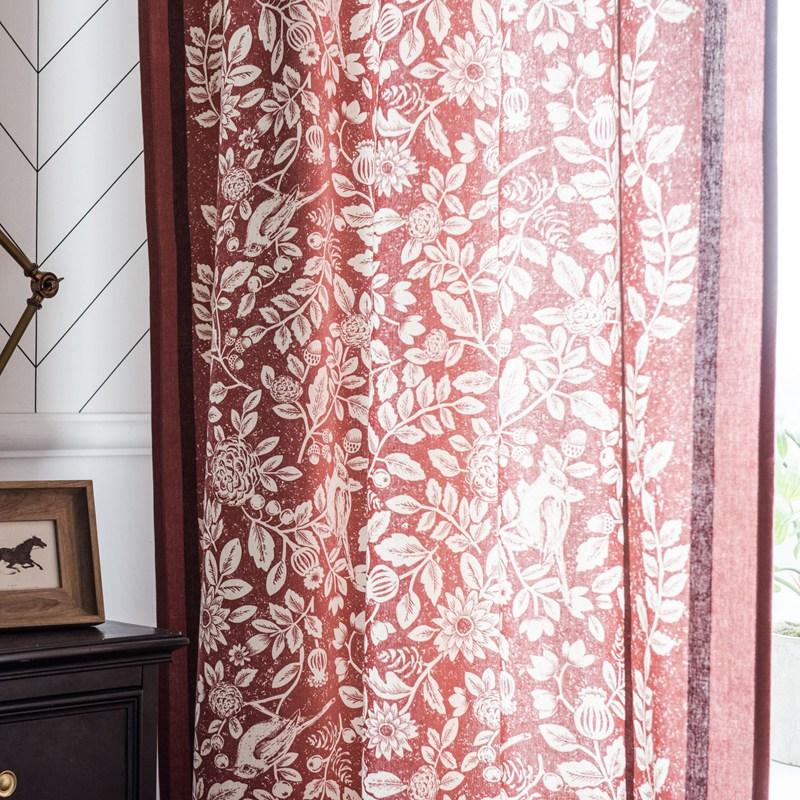 American Style Rural Floral Cotton Linen Window Curtain Blackout Valance Living Room Bedroom Drape Home Life Decor Curtains