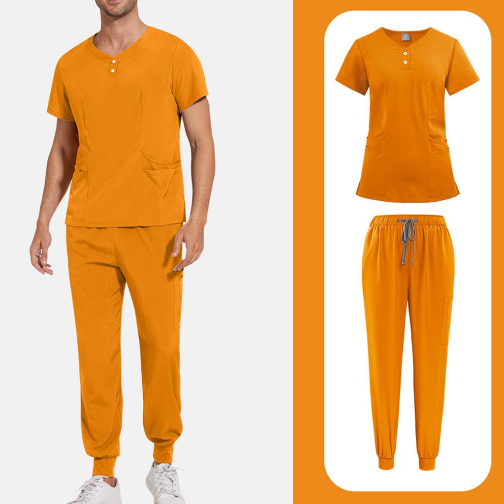 Mens' Comfortable And Casual Solid Color Short Sleeved Pants Protective Suit Set
