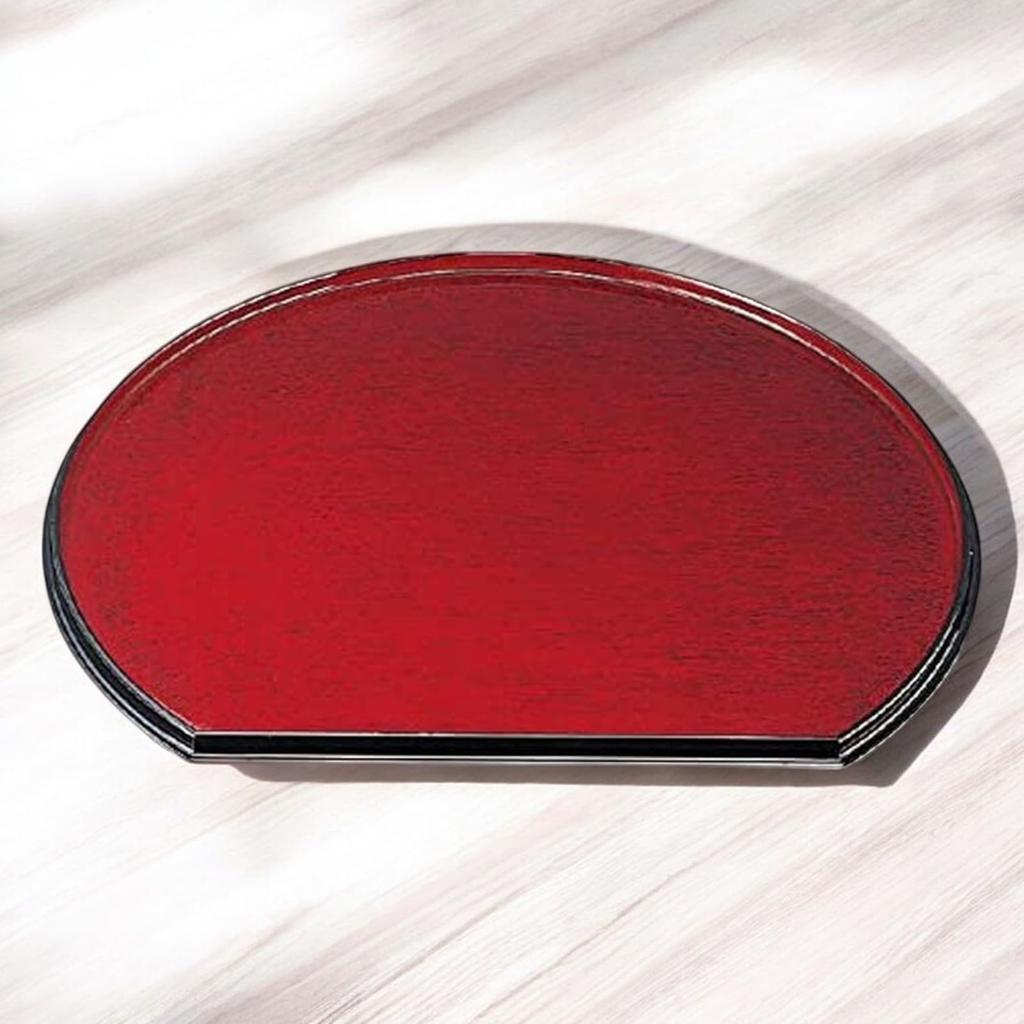 Tray by Black with Brushed Lacquerware Made In Japan J-kitchens 1-shaku (33cm) Half-moon Double-Sided (Tray) Goto-nuri Bishamon, Non-Slip, Finish,